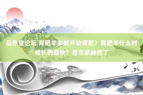 品色堂论坛 育肥羊多掀开动育肥？育肥羊什么时候长的最快？看完就赫然了