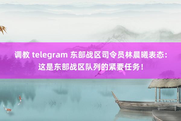 调教 telegram 东部战区司令员林晨曦表态：这是东部战区队列的紧要任务！