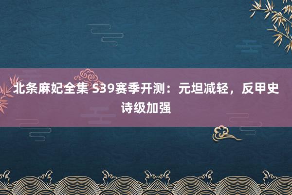 北条麻妃全集 S39赛季开测:元坦减轻,反甲史诗级加强