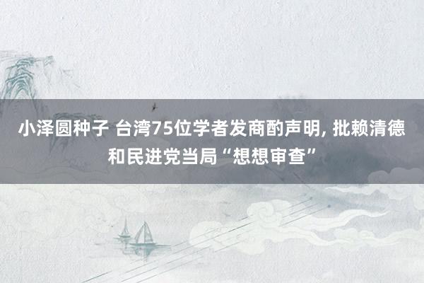 小泽圆种子 台湾75位学者发商酌声明, 批赖清德和民进党当局“想想审查”