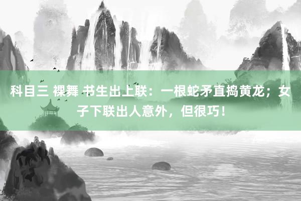 科目三 裸舞 书生出上联：一根蛇矛直捣黄龙；女子下联出人意外，但很巧！
