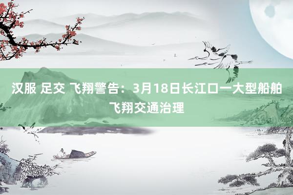 汉服 足交 飞翔警告：3月18日长江口一大型船舶飞翔交通治理